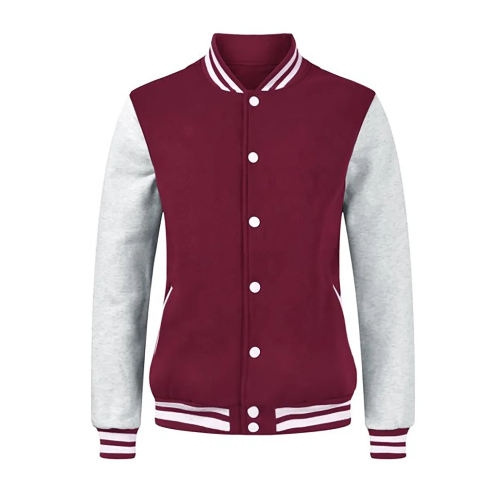Good Quality fabric of varsity jacket Wholesale body and arm wool custom rib button up close and pockets inside liner coating