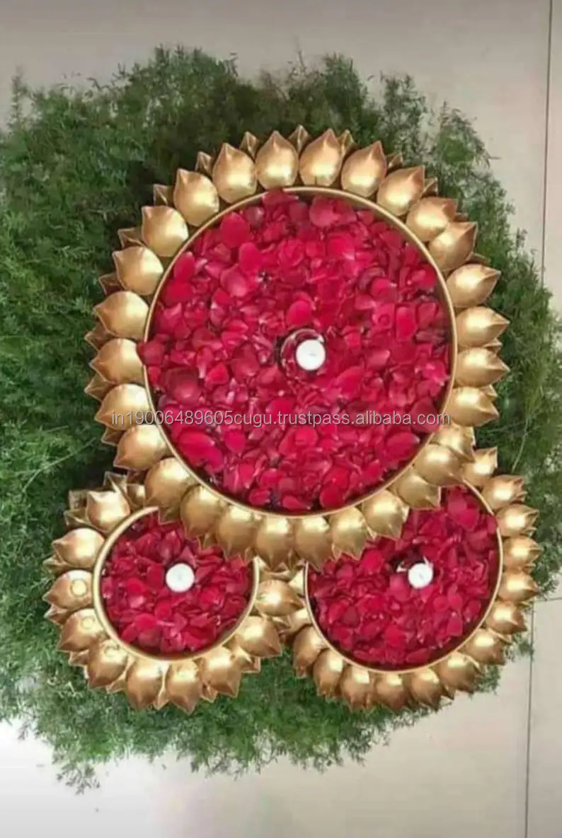 Привлекательное Новое поступление Латунная чаша с цветочным декором набор из 3 вещей подсвечник для свечи домашний декор Urli