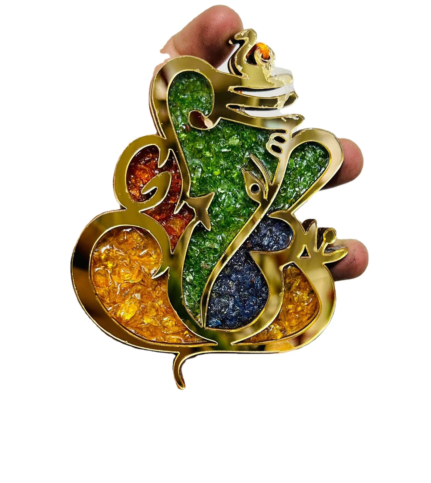 Crystal Gemstone  Ganesh Ji   Blessings  Home Wood Hanging Semi Precious Stones House  Ganesh ji  Pendulums Wall Car Hanging