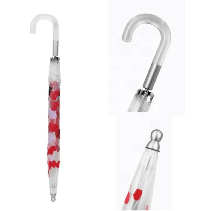 Детский зонт, прозрачный, полуавтоматический, прочный и долговечный, с милым рисунком сердца, 50 см