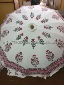 Handcrafted Handblocked Bagru Printed Garden Umbrella For Garden Decoration Parasol For Wedding Garden Decor Cotton Big Umbrella