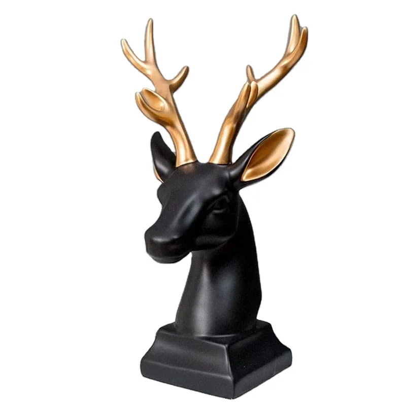 Black Resin Deer Showpiece Figurines for Home Decor Living Room Decoration Modern showpieces for Home Decor