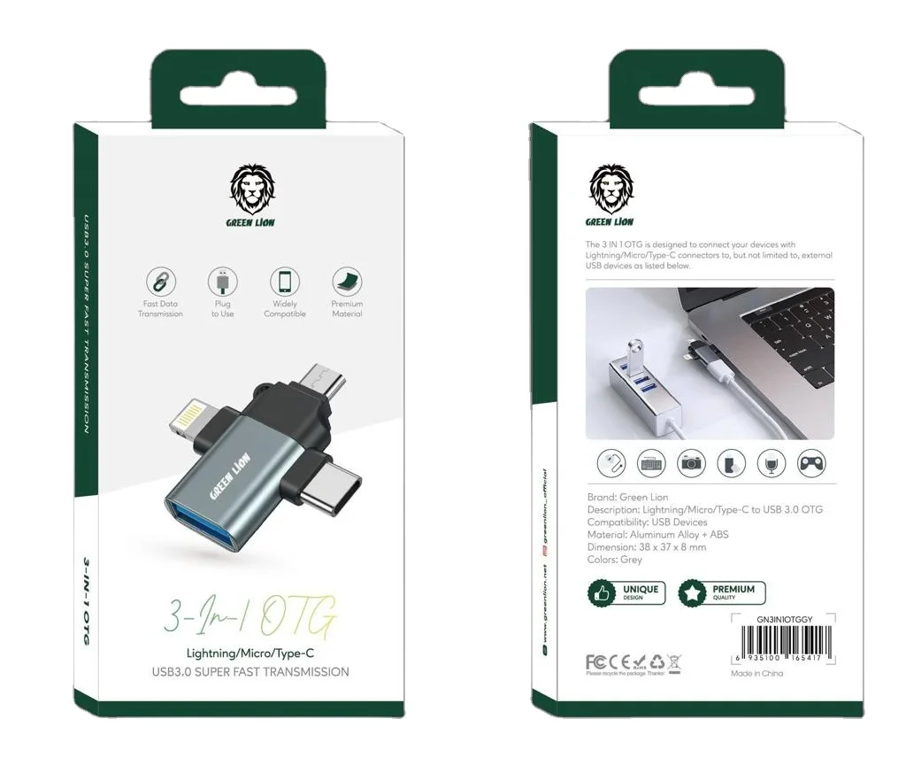 Green Lion 3 IN 1 OTG Adaptor