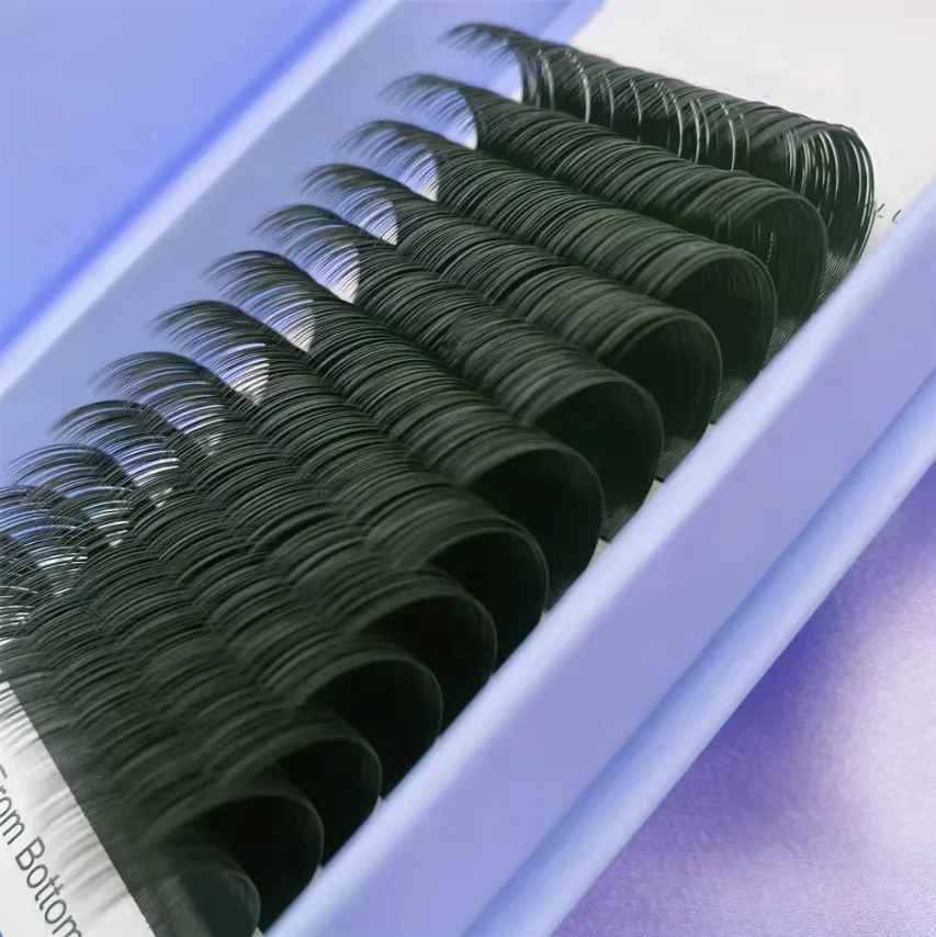 Wholesale Custom LOGO Lash Trays Cashmere CC Curl Colored Box Faux Mink Eyelashes Korean PBT FIBERS 0.05mm Lash Extensions