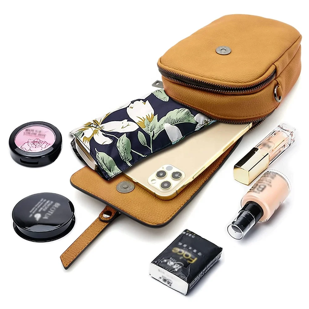 Small Crossbody Bag Cellphone Purse for Women, Leather Purse Shoulder Bags Small Bag Metal Button Custom Designs