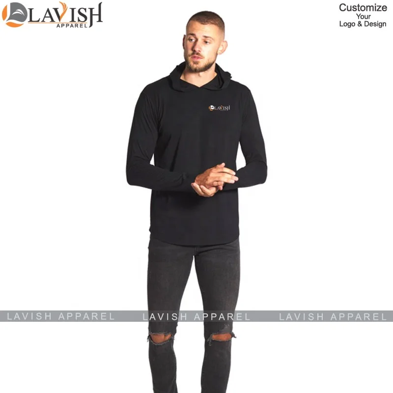 High Quality Customized Pullover Hooded T-shirt 100% Cotton Customized Sleeve With Different Colors Available