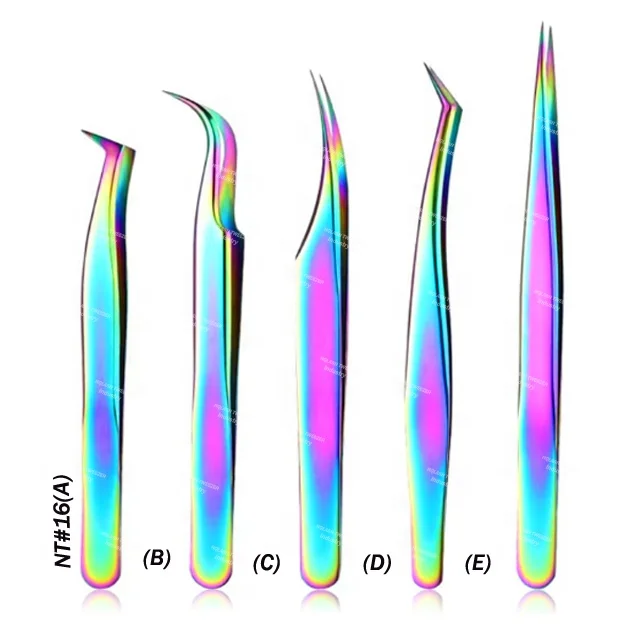 False Eyelash Tweezers Rainbow Eyelash Volume Tweezer Eyelash Clip Remover Beauty Tool Applicator