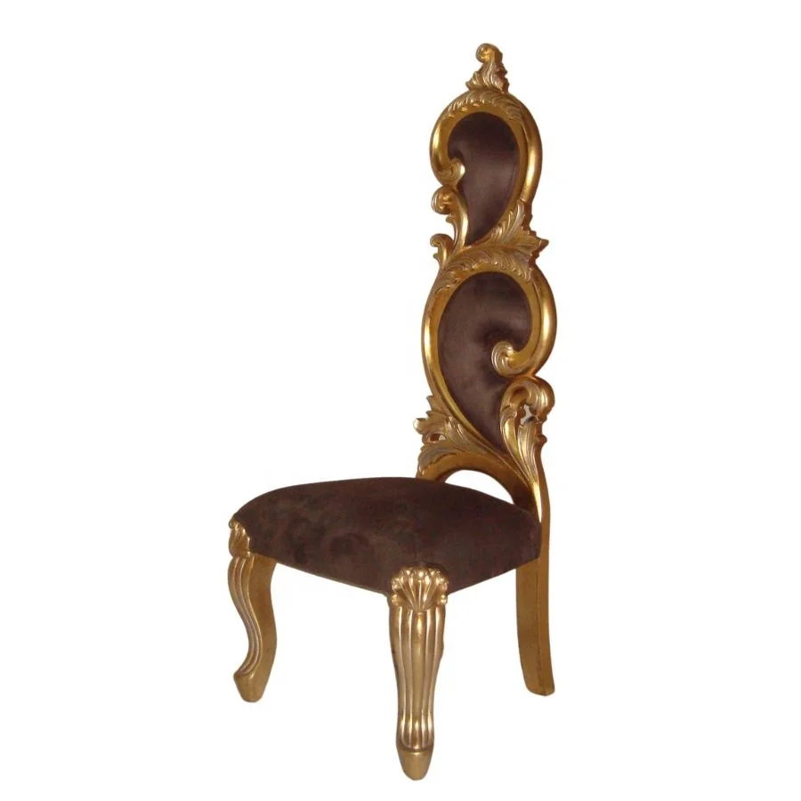 French Style Golden Side Chair Antique Dining Chair Solid Wood Chair for Design Interior of European Style Home Furniture