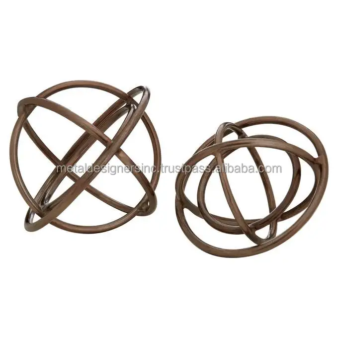 Set of 2 Bronze Ball Sculptures Home Office Desk Living Room Table Decor Decorative Gift Item available in different colors
