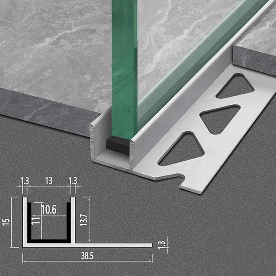 hot sale 10mm glass F shape channel aluminum extrusion profile for shower room