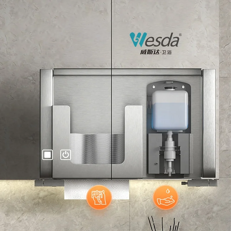 WESDA Commercial Behind Mirror Recessed Wall Mounted Hand Foam Soap Dispenser Smart Touchless Sensor Automatic Soap Dispenser