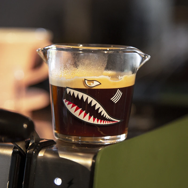 Shark Printed Pattern Espresso Measuring Cup Espresso Shot Pitcher With Pouring Handle Glass Creamer Jug