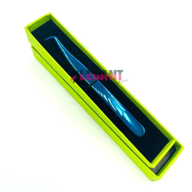 Private Label Customized Cardboard Box Packaging High Quality Lime Green Single Eyelash Tweezer Sustainable Beauty Tool