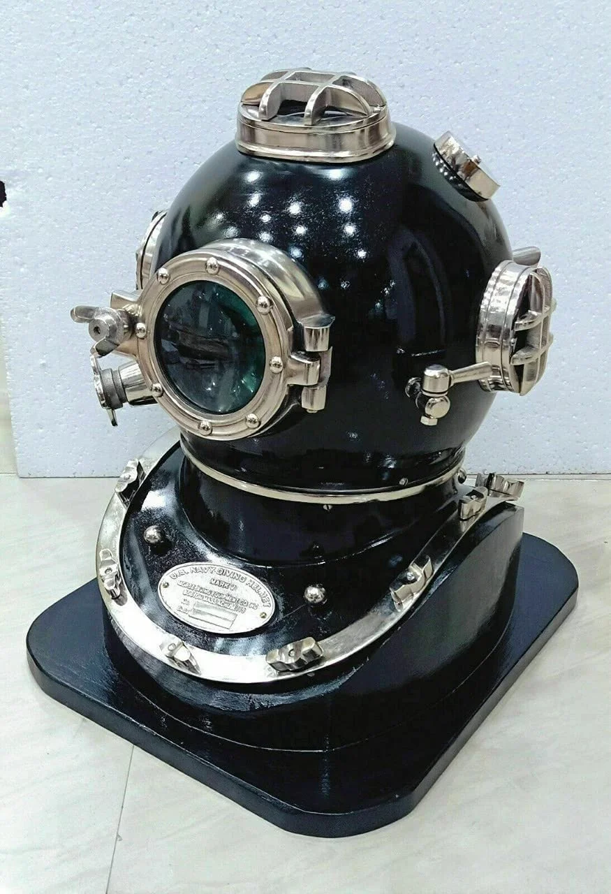 18 Inches Black Diving Helmet Sea Diving Helmet Solid Copper Handmade Gift ware Items & Decorative Accessories