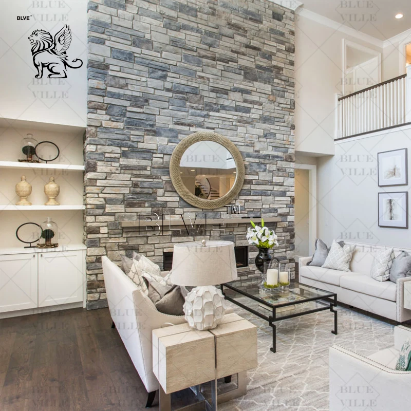 BLVE Modern Villa Exterior House Decoration Nature Stone Cladding Tiles Wall Slate Panels Marble Culture Stone