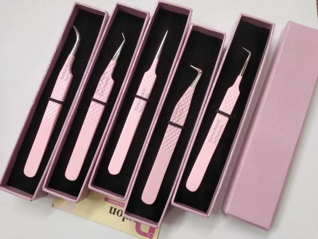 Розовый Пинцет для ресниц с алмазным захватом фирменная торговая марка объем пинцет розовой коробкой карт