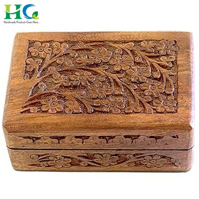 OHM design Wooden Box Decorative Gift/Wooden Dry Fruit Box with Hindu Ohm Design / Wooden Small Storage Box