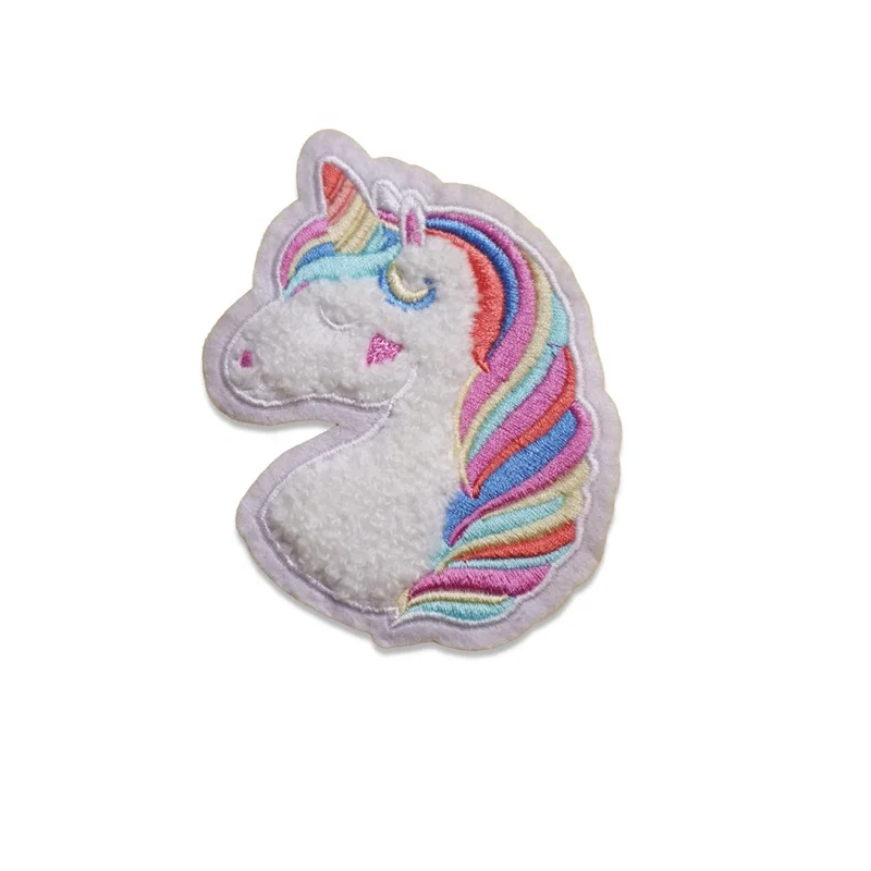 Shenglan Cartoon Chenille Embroidery Patches Iron on Patches Colorful Unicorn Fabric Opp Bag Resin Sustainable Embroidered
