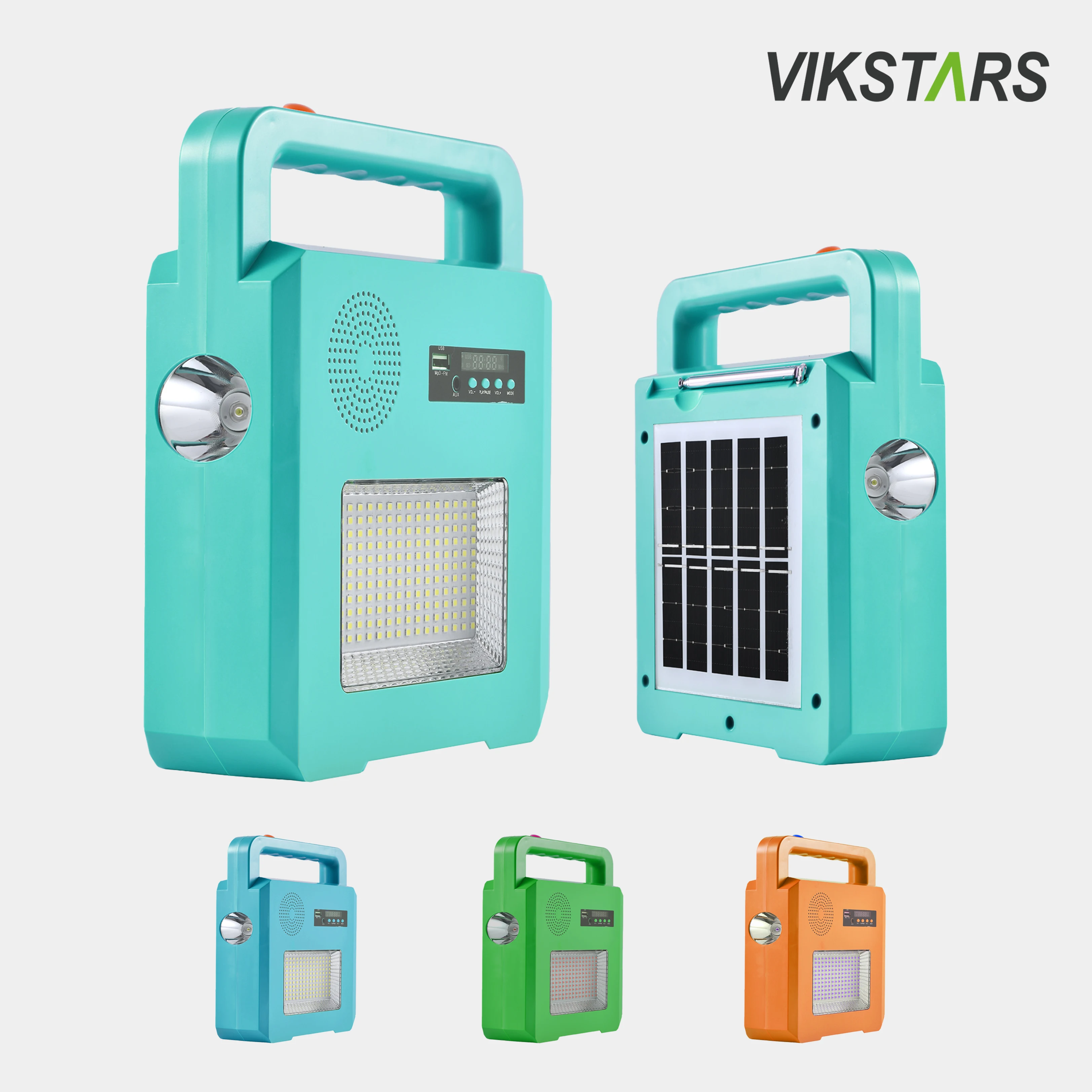 Multi-functional Integrated Portable Solar Lighting System With Flood Light Long Lasting With Bluetooth USB Charging For Outdoor