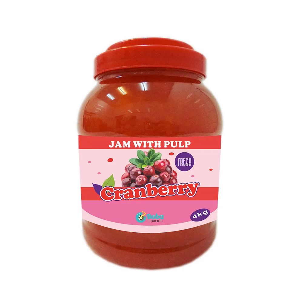 KEIFU - Cranberry Fruit Syrup Jam With Pulp OEM/ODM for Bubble Tea Drink Topping 4kg