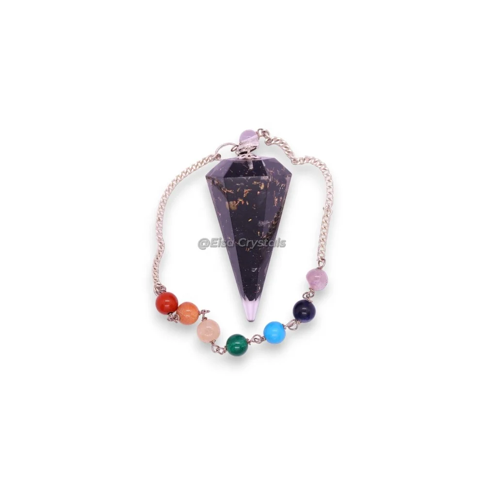 Wholesale Black Tourmaline Pendulum Dowser Seven Chakra Orgonite Pendulums Reiki Healing Carved Gemstone Technique Online Store