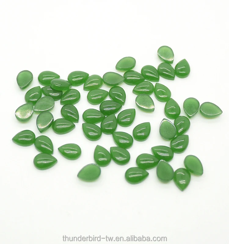 Factory wholesale DIY Loose Gemstone high quality A grade 5x7mm tear drop natural green nephrite jade cabochon