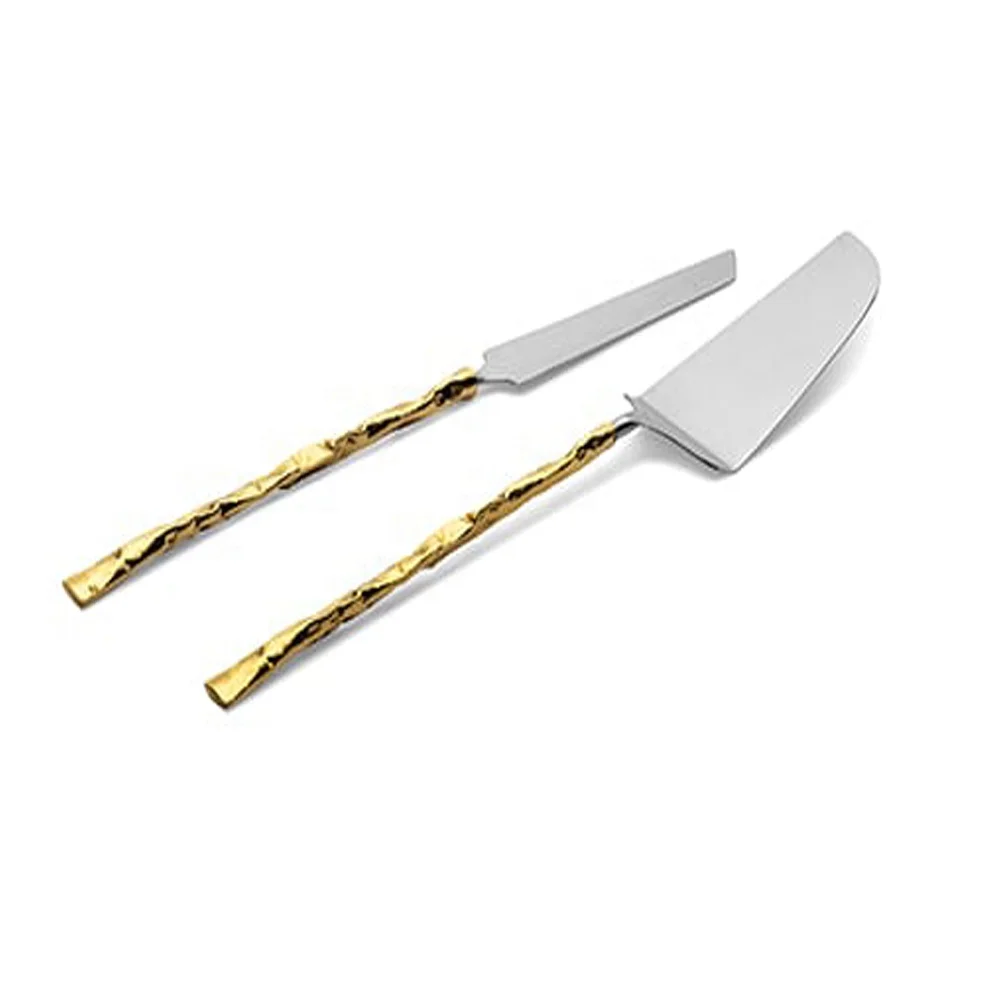 Salad Server Western Style Look Table Decorative Handmade inexpensive Flatware Set Stainless Steel Hammered Beaten Brass Handle