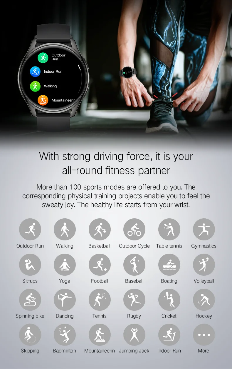 IUTECH S50 1.28 inches round smart watch for Android and iOS waterproof IP68, accelerometer sensor with calorie consumption