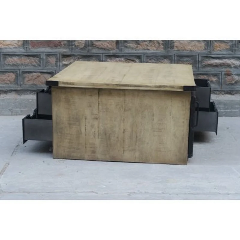 solid wood sliding door coffee table 2022 hot selling new design coffee table square shape metal doors sliding door coffee table