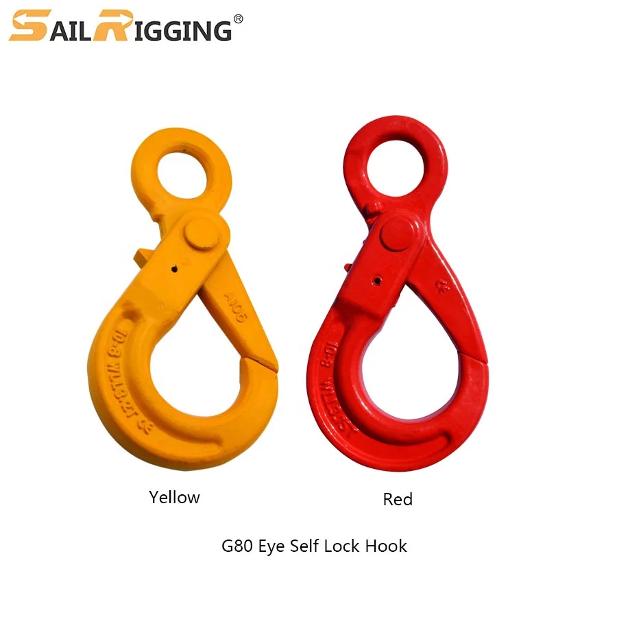 High Strength G80 Eye Self Lock Hook Drop Forged Alloy Steel Crane Hook For Lifting