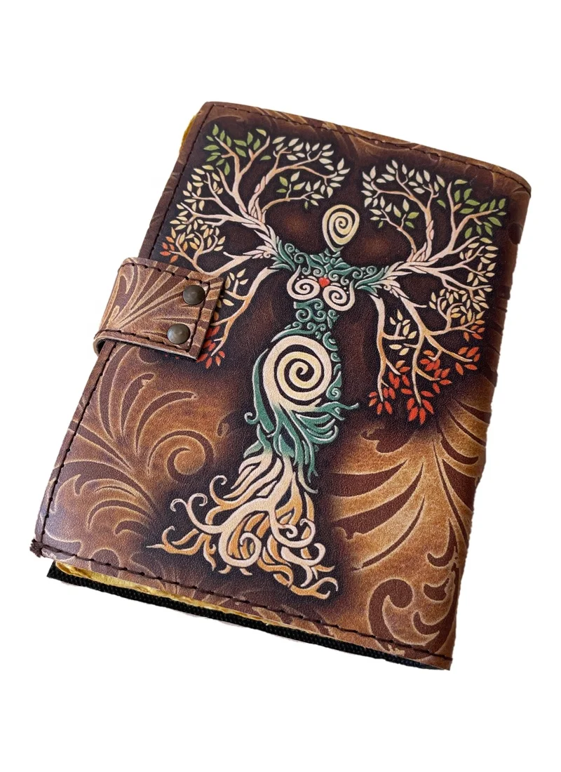 Printed Journal Deckle Edge Vintage Paper Mother of earth Journal Design Handmade Leather Sketchbook Clasp Of Unique Cover Diar