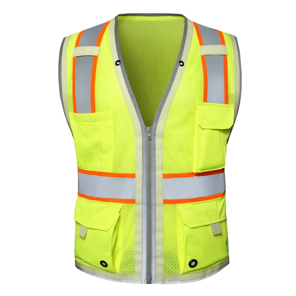 High Visibility Reflective Safety Jacket Custom Logo Clothing With Zipper And Pockets Wholesale Safety Work Vests Clothing
