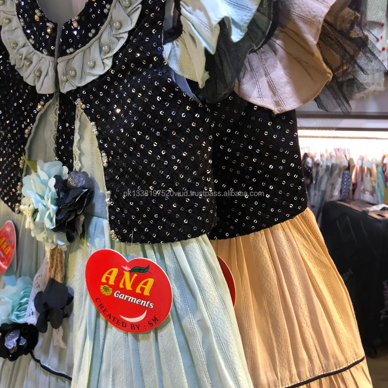 amazing design new style fancy design dress sequence design koti frock with fancy hairband