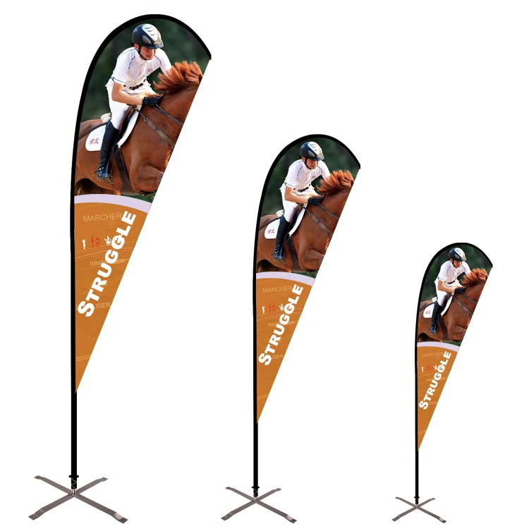 Weihai WZRODS Double Sides LOGO Printing Flying Banner Flag Pole Teardrop Feather Flag Lift Pole For Promotion