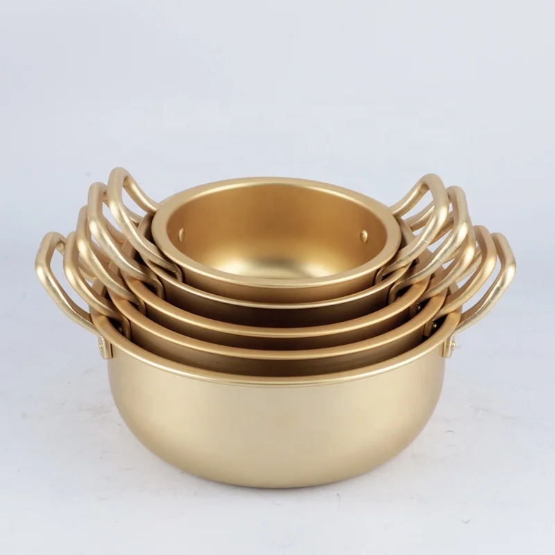 Gold Color Aluminum14/16/18/20/22cm Kitchen Noodle Soup Pot Mini Cookware Cooking Pot For Restaurant Home