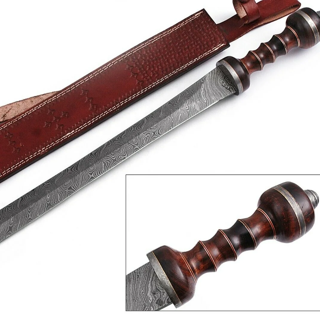 Custom HANDMADE DAMASCUS STEEL BLADE ROMAN GLADIUS SWORD,ROSE WOOD HANDLE