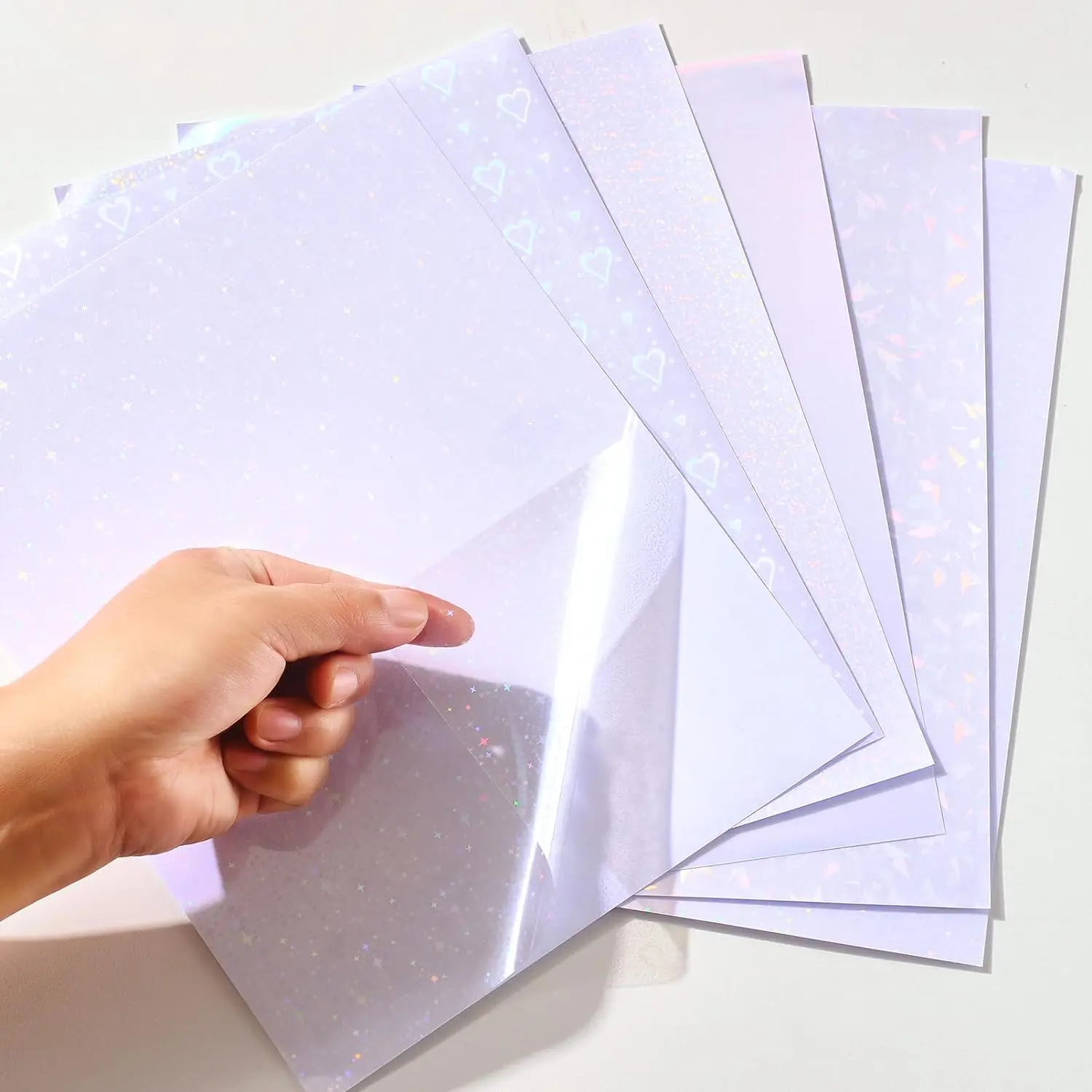 PVC-free Holographic BOPP Lamination Film Star Glitter Dot Rainbow Broken Glass Transparent Hologram Overlay For Photocard