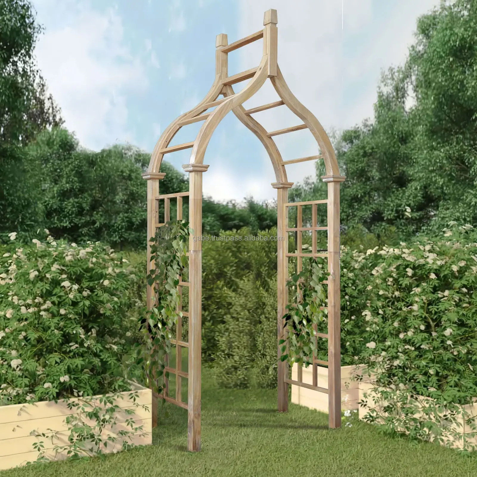 Eco-Friendly Solid Teak Garden Obelisk Trellis for Climbing Plants - 344 cm Hand Made  by Artisan
