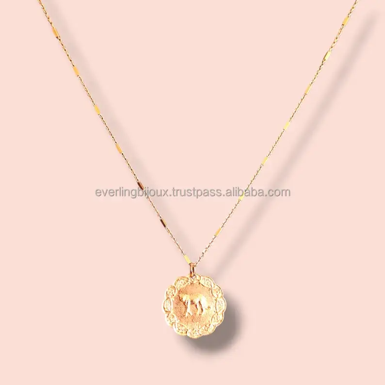 Panther Design Necklace Brass Gold Plated Handmade Pendent Round Shape with Chain Jewelry Gift for her Perfect Party Gift