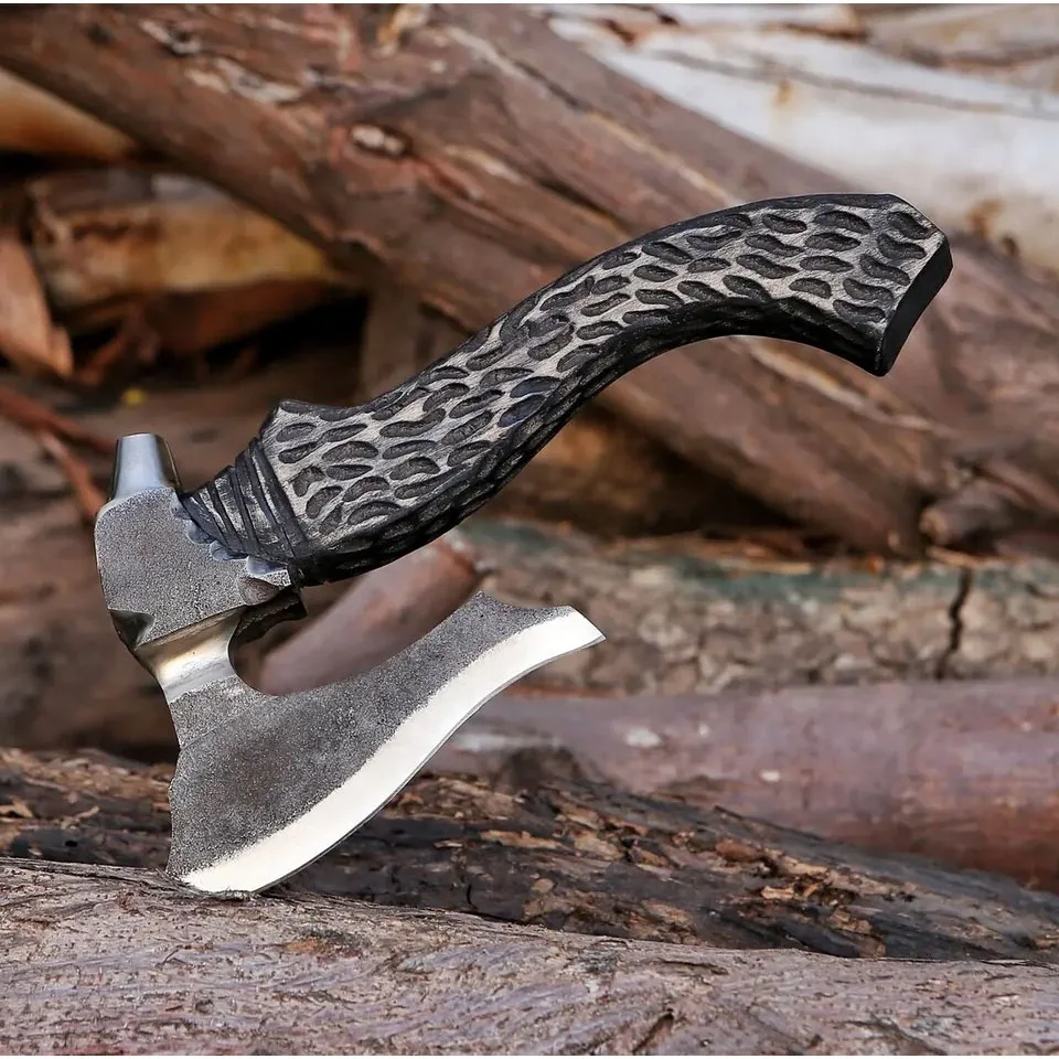 Hot Selling Custom Handmade Tomahawks Carbon Steel Pizza Cutter Axe, Viking Pizza Axe, Pizza Slicer With Leather Scabbard