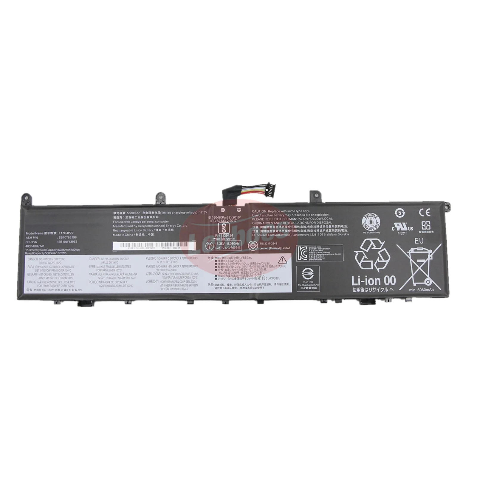 L17C4P72-5B10W13953 15.36V 80Wh Rechargeable Laptop Battery Replacement Part for Lenovo ThinkPad P1 1st Gen 2018 Series