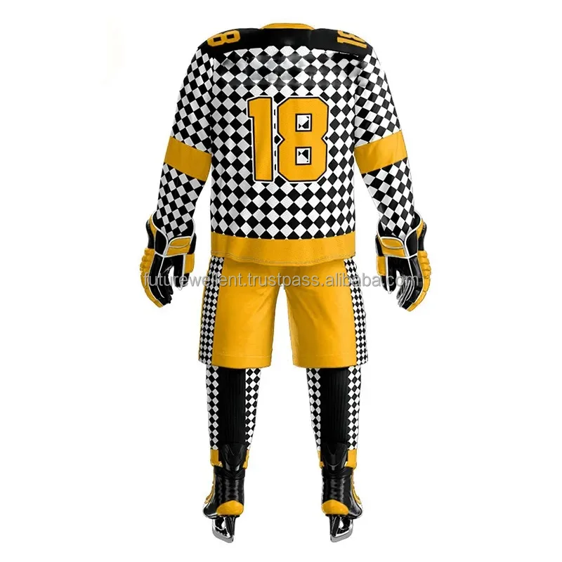 High Quality Polyester Sublimated Free Design Ice Hockey Jersey Sublimation Printing Embroidered Logo Custom Ice Hockey Uniform