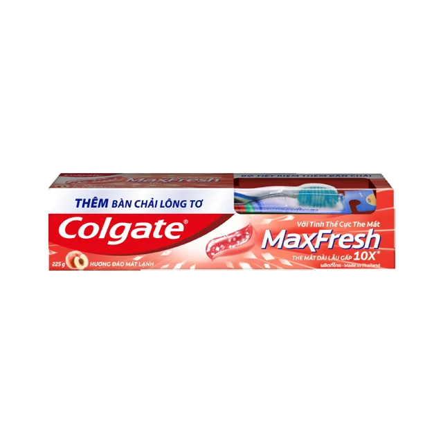 Colgate Toothpaste Maxfresh Icy Peach with Cooling Crystal 225g Free Toothbrush/ Colgate Maxfresh Icy Peach Toothpaste Oral Care