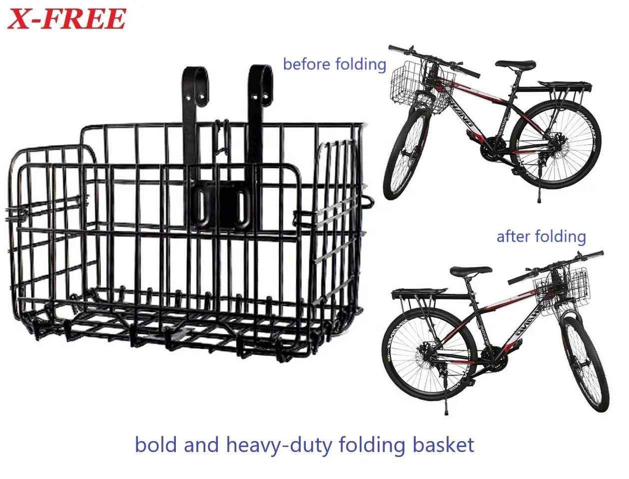 
X-FREE bold and heavy-duty folding basket quick fold paint process strong bearing capacity C51-10 