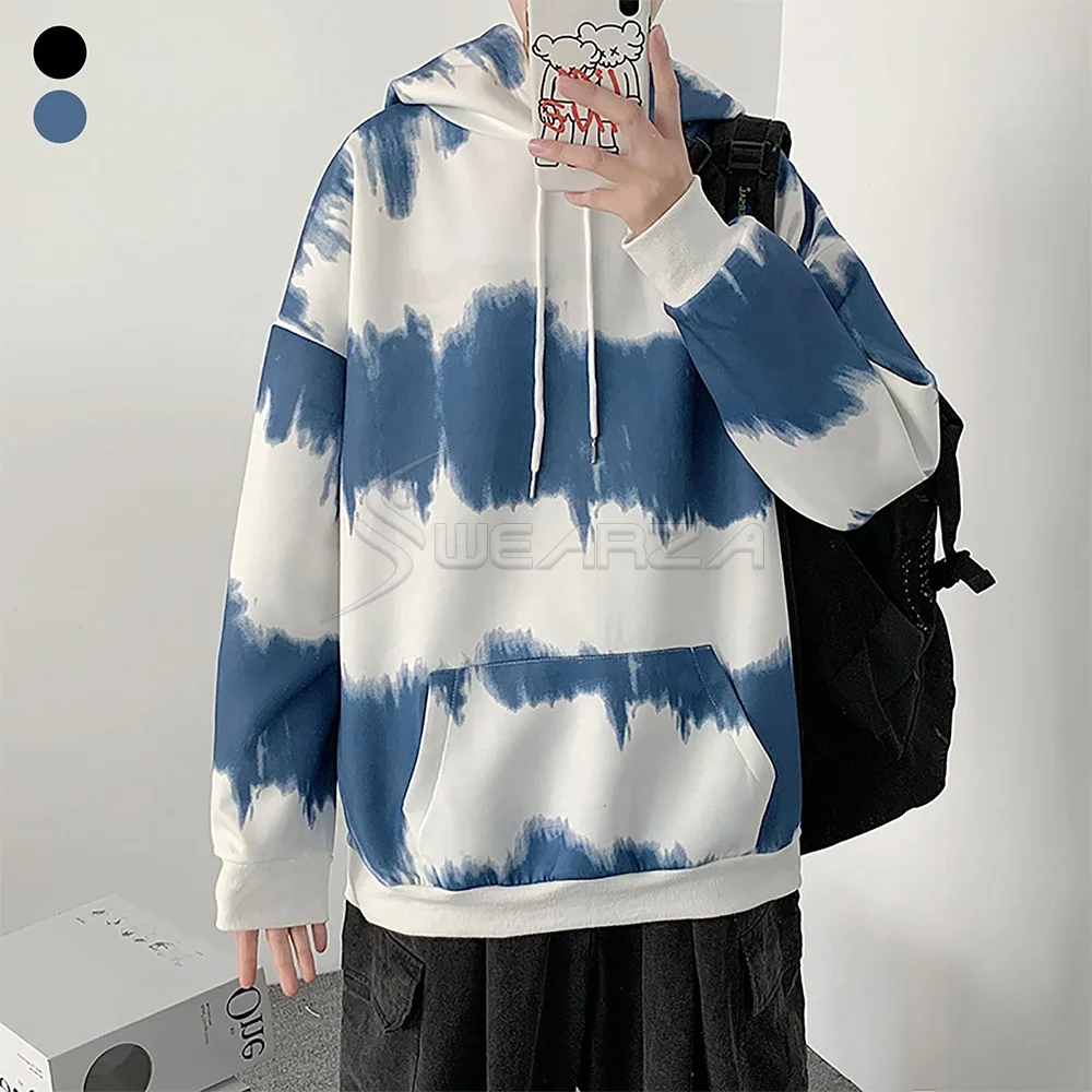 2024 NEW ARRIVAL Men Wholesale Tie Dye French Terry Casual Hoodies Vintage Washed Terry Hoodie Acid wash Heavyweight Cotton