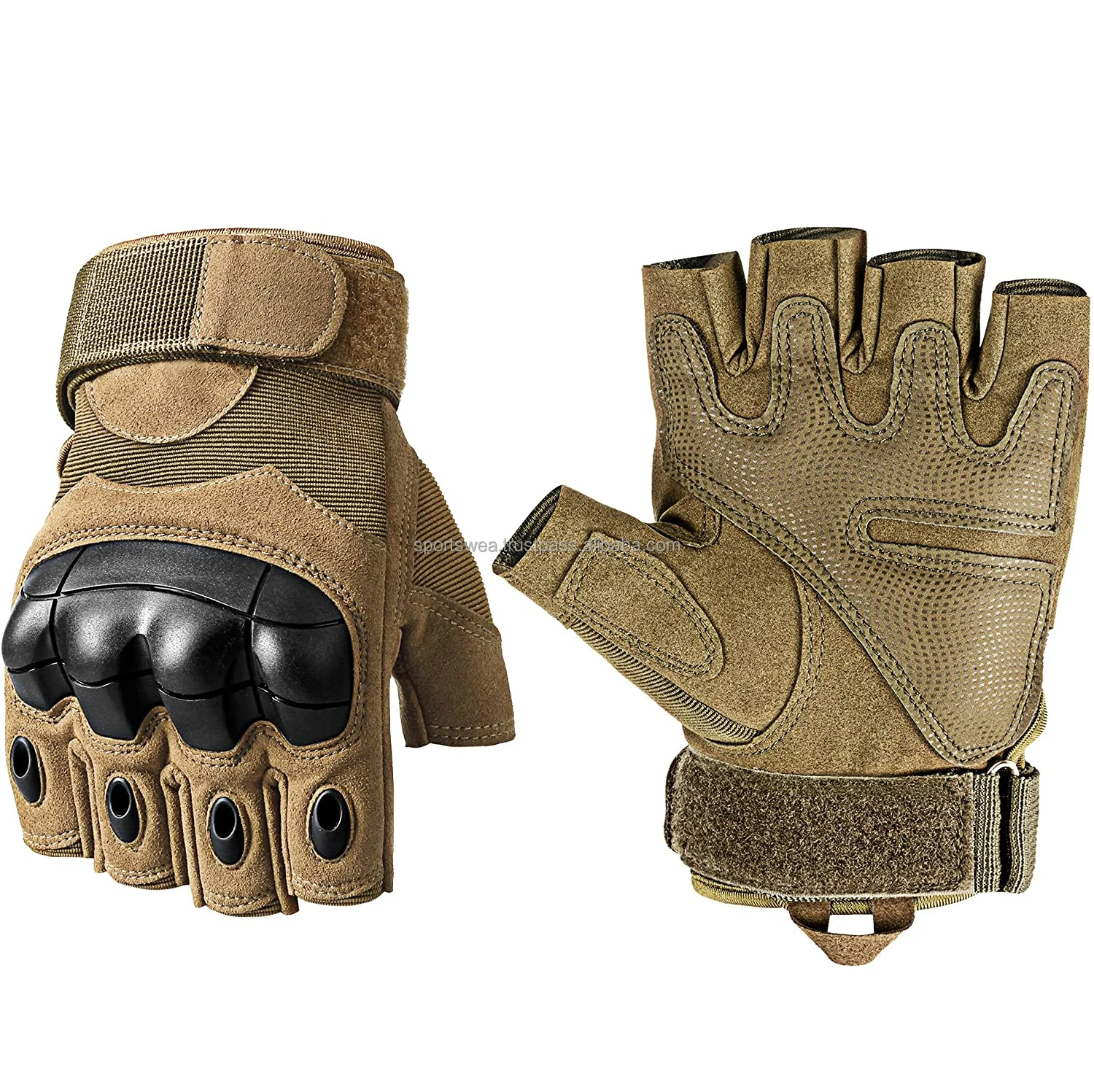 Half Finger Outdoor Gloves Finger less Gloves Coyote for Riding Cycling Motorcycle Driving