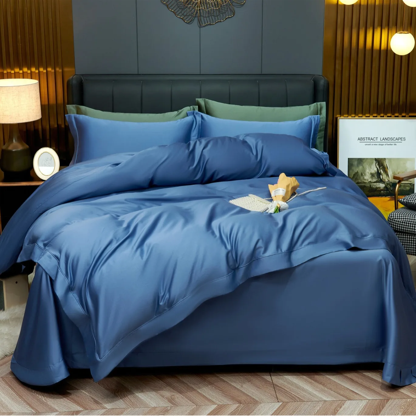 Luxury bamboo Advanced fabrics bedding set 60s soild colors duvet cover bedsheet 3 4 pieces bedding set