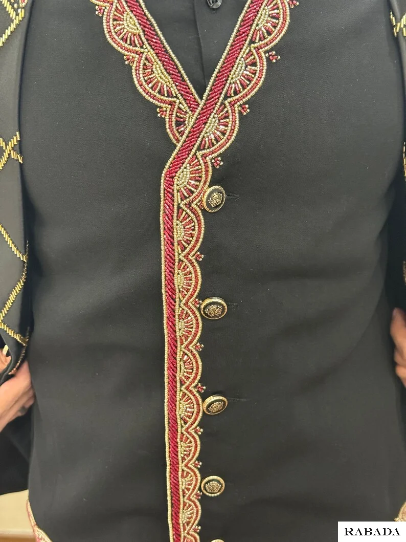 Black designer hand embroidered tuxedo, traditional groom black jodhpuri jacket Wedding Jodhpuri Indian Jacket mens suit