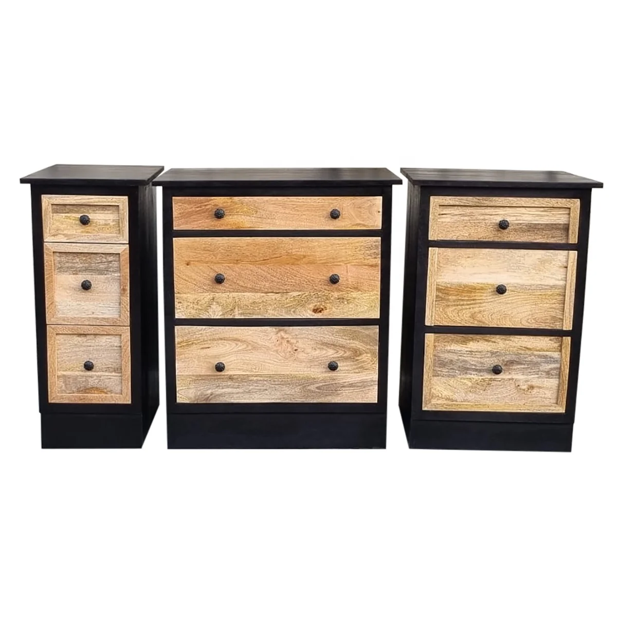 Solid wood waterproof bathroom / kitchen  cabinets set of 3 wooden bathroom furniture