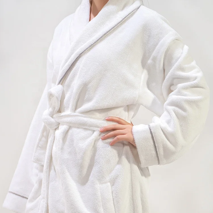 Hotel Wholesale 100 Cotton White Satin High Quality Bathrobs
